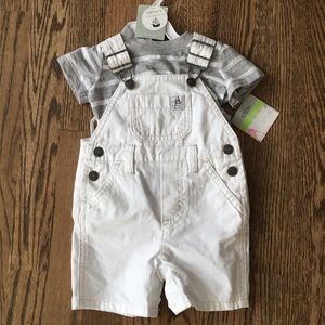 Carter's Matching Sets - White and gray overall set- 3 month Carter's Matching Sets - White and gray overall set- 3 month